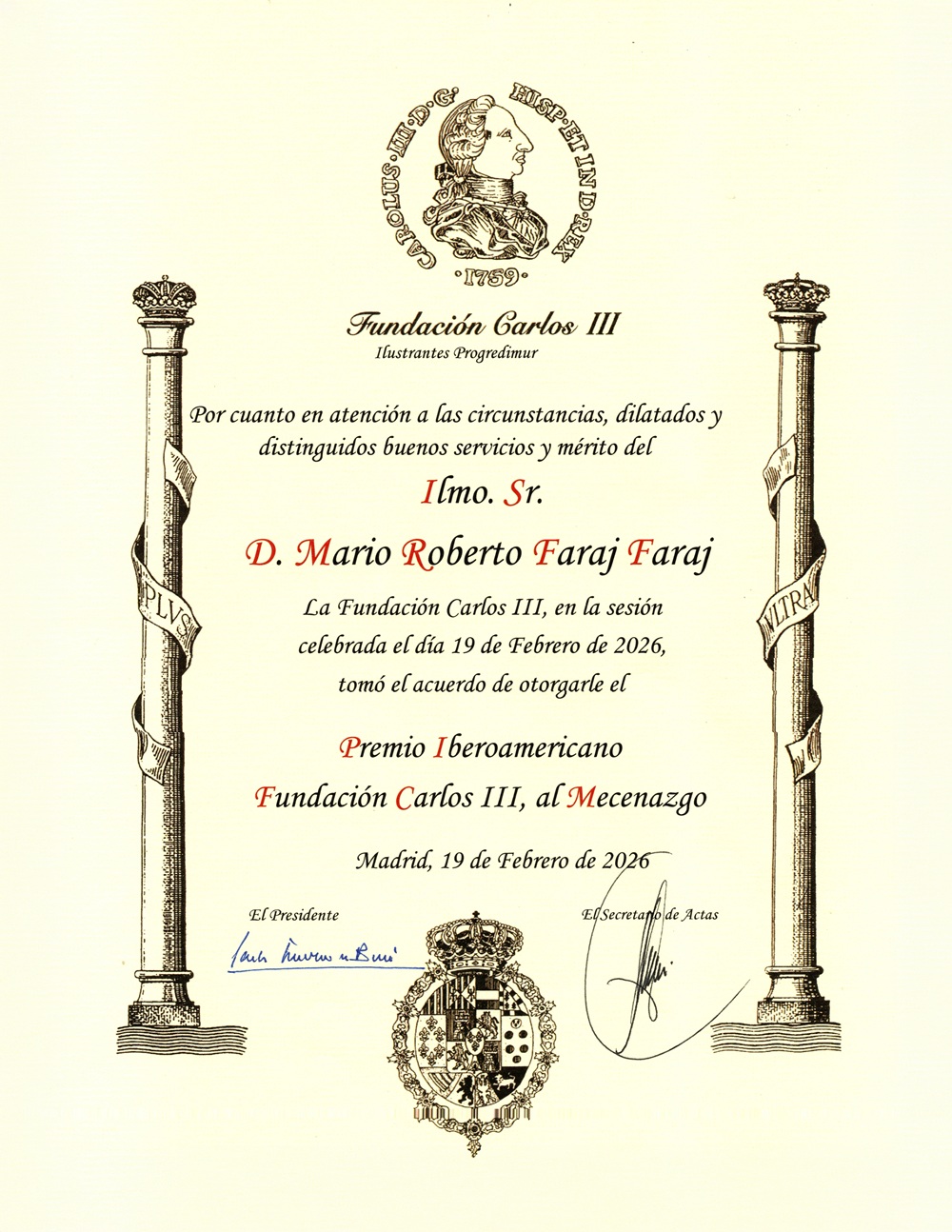 Reconocimiento que recibió don Mario Faraj.jpg